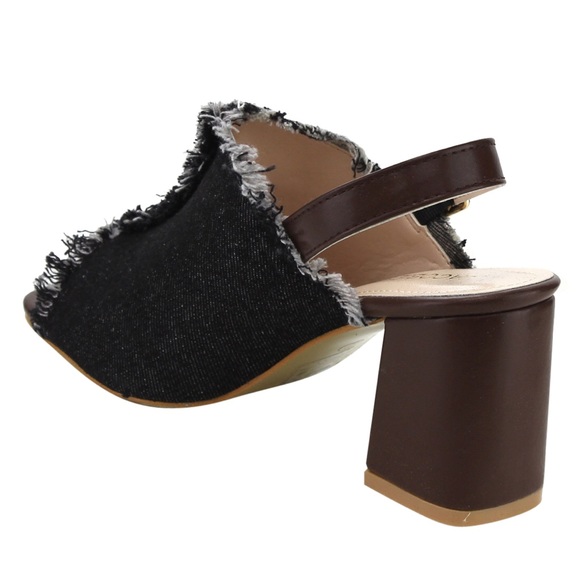 Jacobies women’s denim buckle strap black - Picture 1 of 3